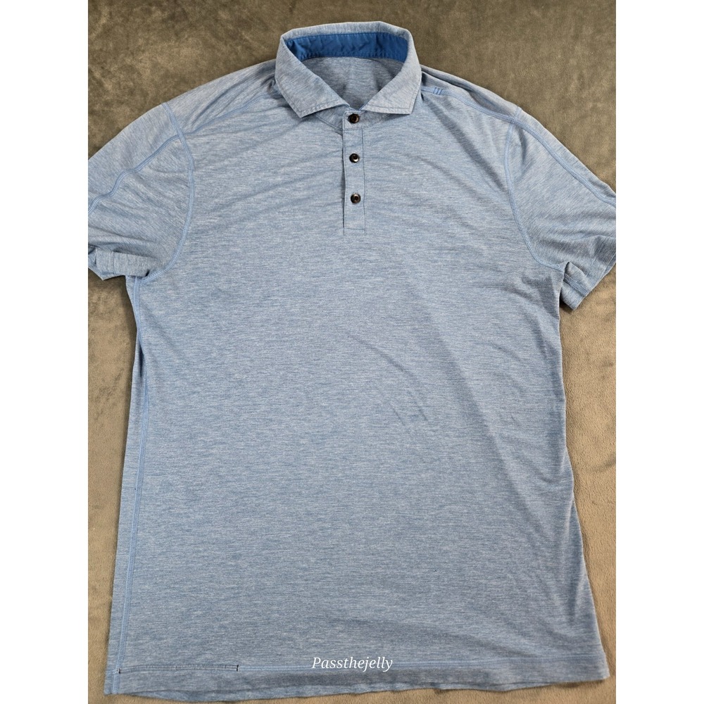 Lululemon‎ Shirt Mens Medium Polo Outdoors Golf Lightweight Blue Tech Evolution